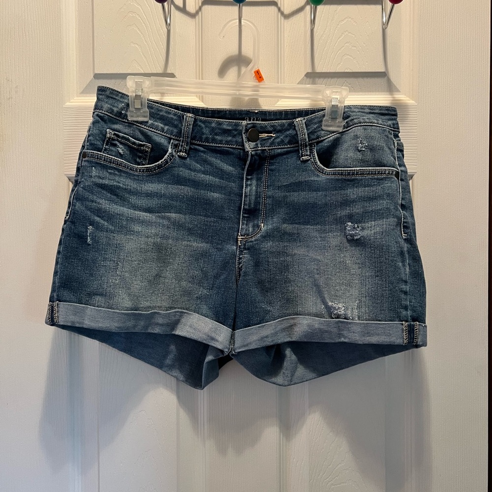a.n.a Light Blue Jean Shorts with Distressed Hem
